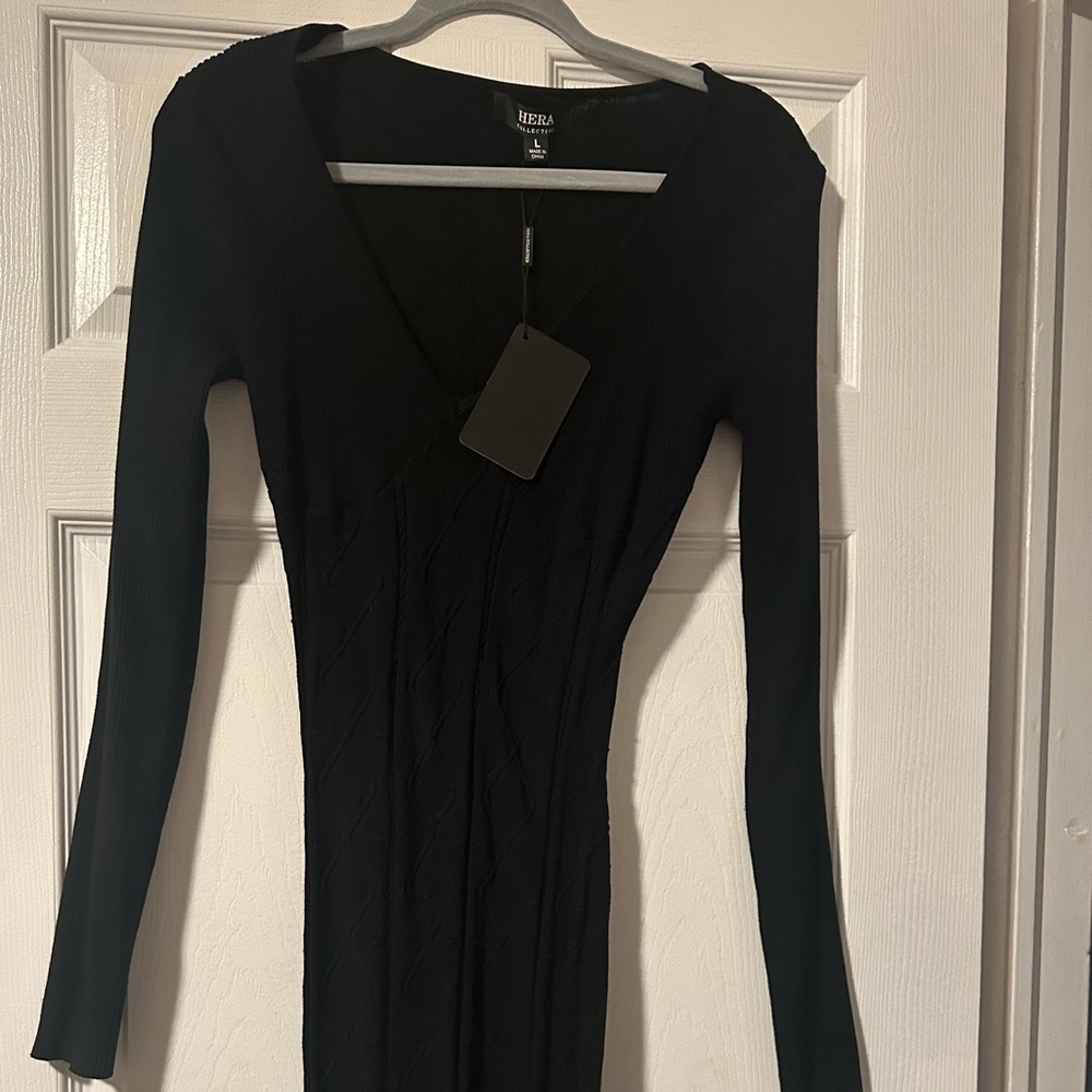 Black Mini Sweater Dress.